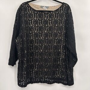 Jessica Holbrook‎ Womens Lacey Whimsigoth Top Size 3X Black Dark Romantic Witchy